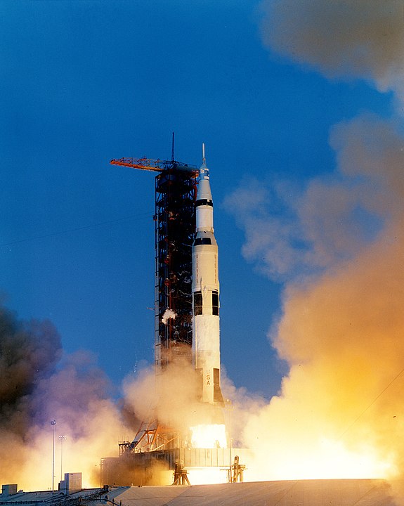 Apollo 13 launching from Earth