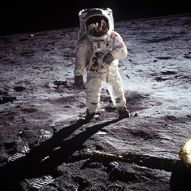 One of the most important events of the 1960s when man first stepped on the moon. Picture of Buzz Aldrin walking on the moon