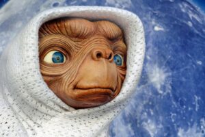 Box office hit E.T. the Extra-terrestrial alien friend character graphics