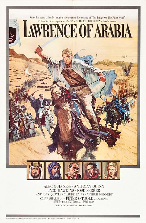 Poster of the most famous film of 1962, Lawrence of Arabia