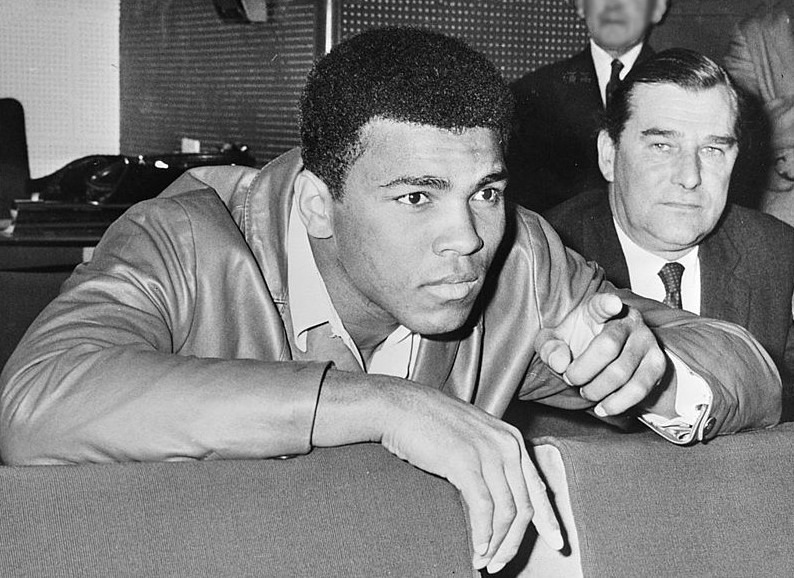 black-and-white picture of Muhammad Ali