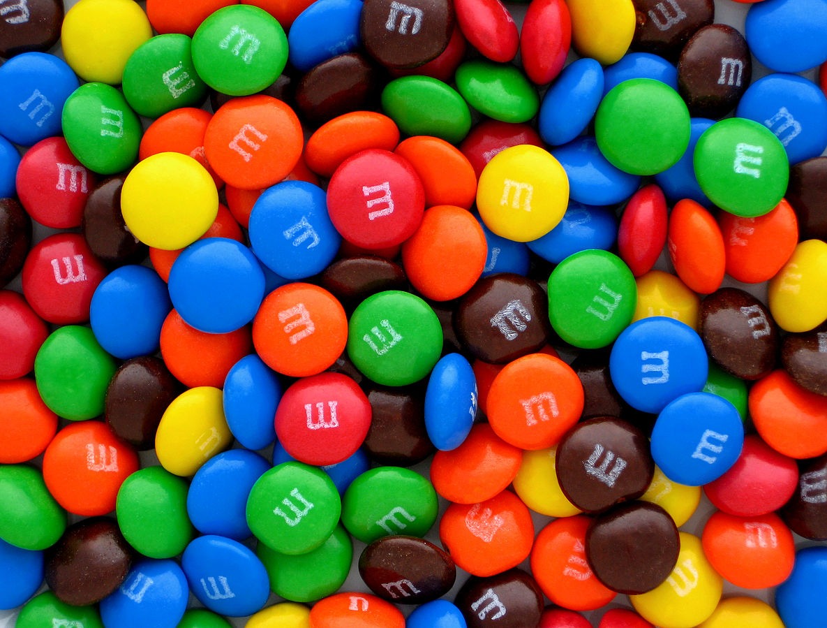 mixed colors of candy-chocolate M&M’s