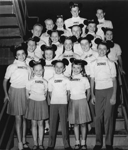 the Mouseketeers from the Mickey Mouse Club television program in 1956