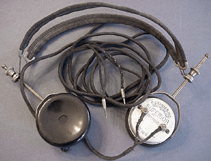 Headphones in the 1920s.