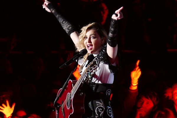 Madonna performing on a concert