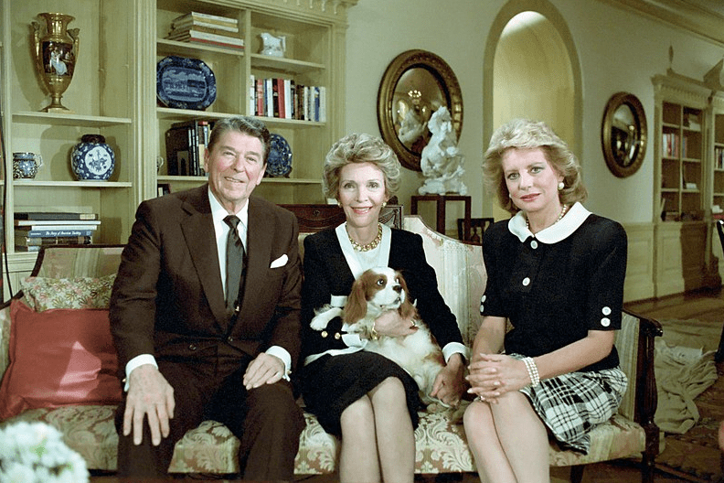 Barbara Walters with President Ronald Reagan and Nancy Reagan
