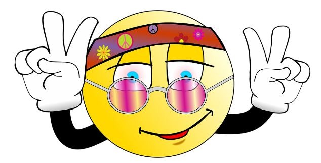 emoji wearing a bandana and pink glasses making a peace sign