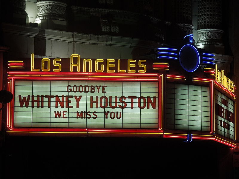 "We miss you" message at the Los Angeles Theatre