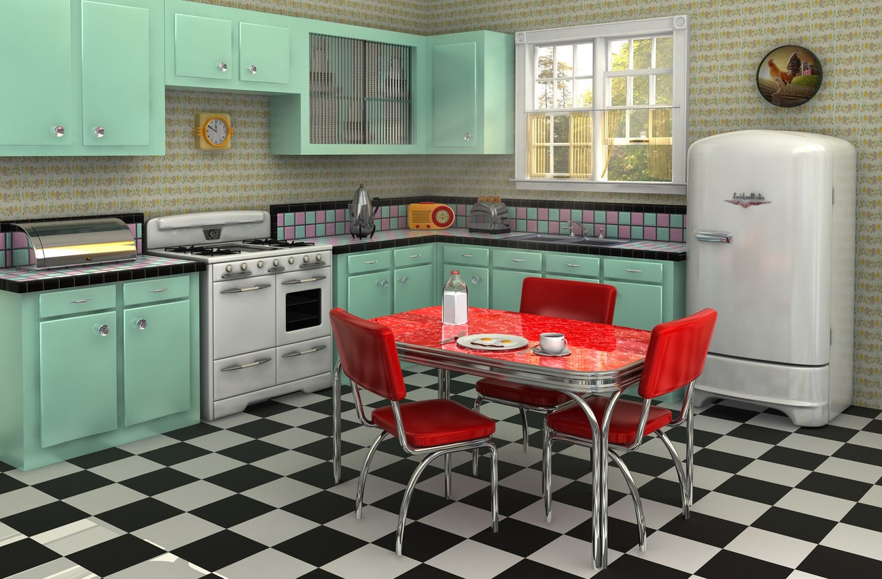a 1950s style kitchen