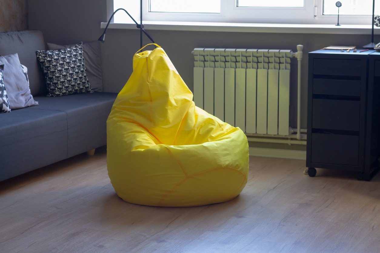 yellow bean bag chair