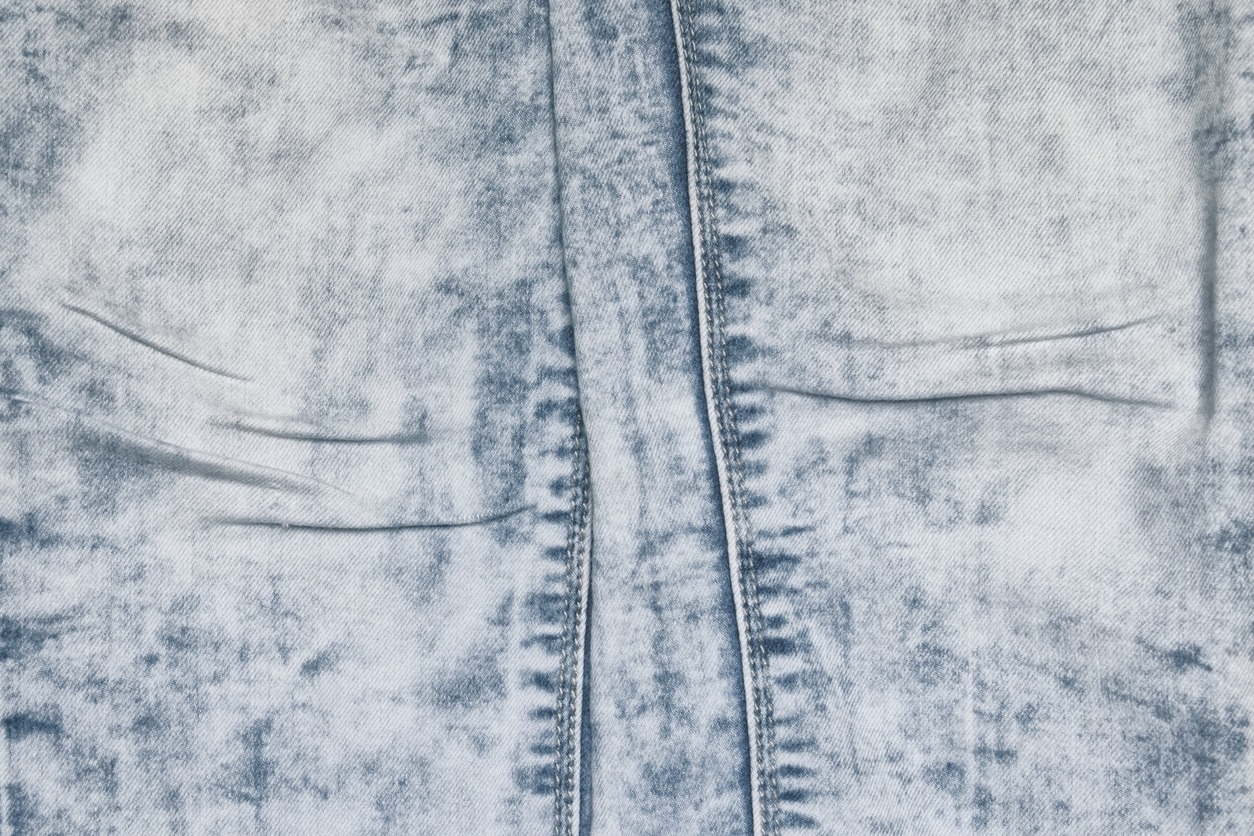 close-up of acid wash jeans