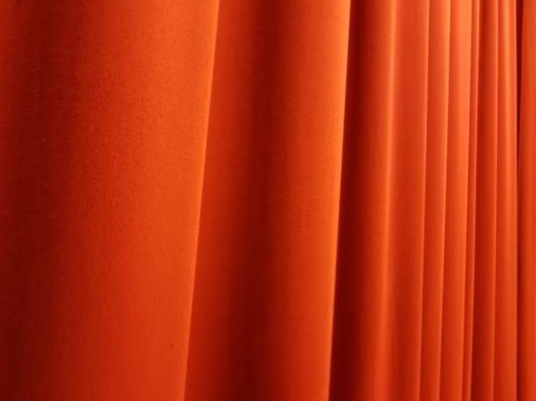 orange velvet curtains