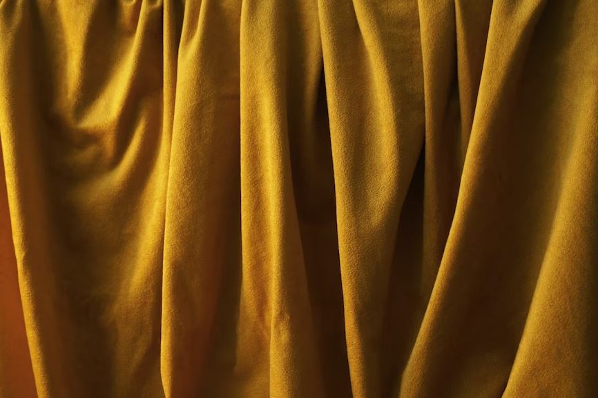 velvet drapes in yellow