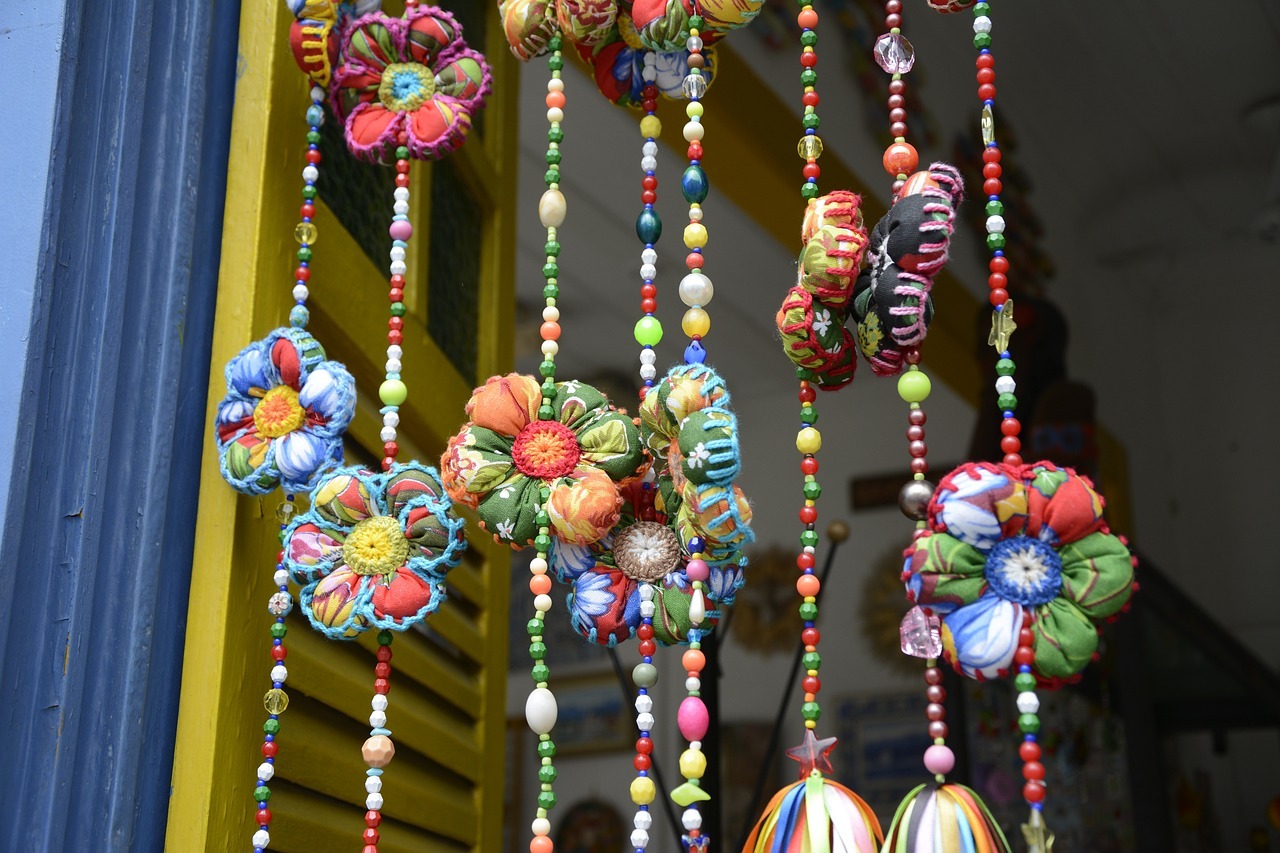 bead curtain with flowers