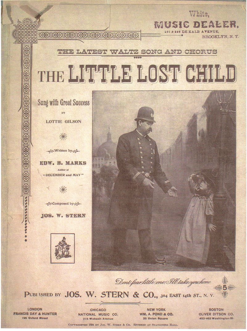 cover for the sheet music of The Little Lost Child