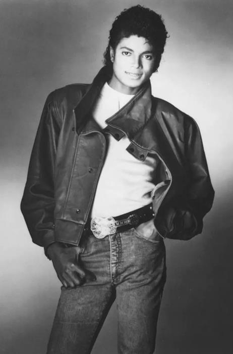Michael Jackson in a press photo for Thriller in 1983