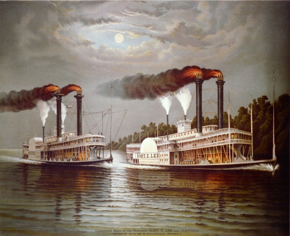 Celebrated race of the steamers Robert E. Lee and Natchez, 1870