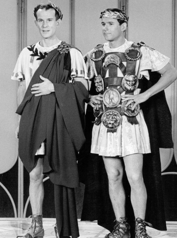 Smothers Brothers during a skit from a 1968 episode of The Smothers Brothers Comedy Hour.