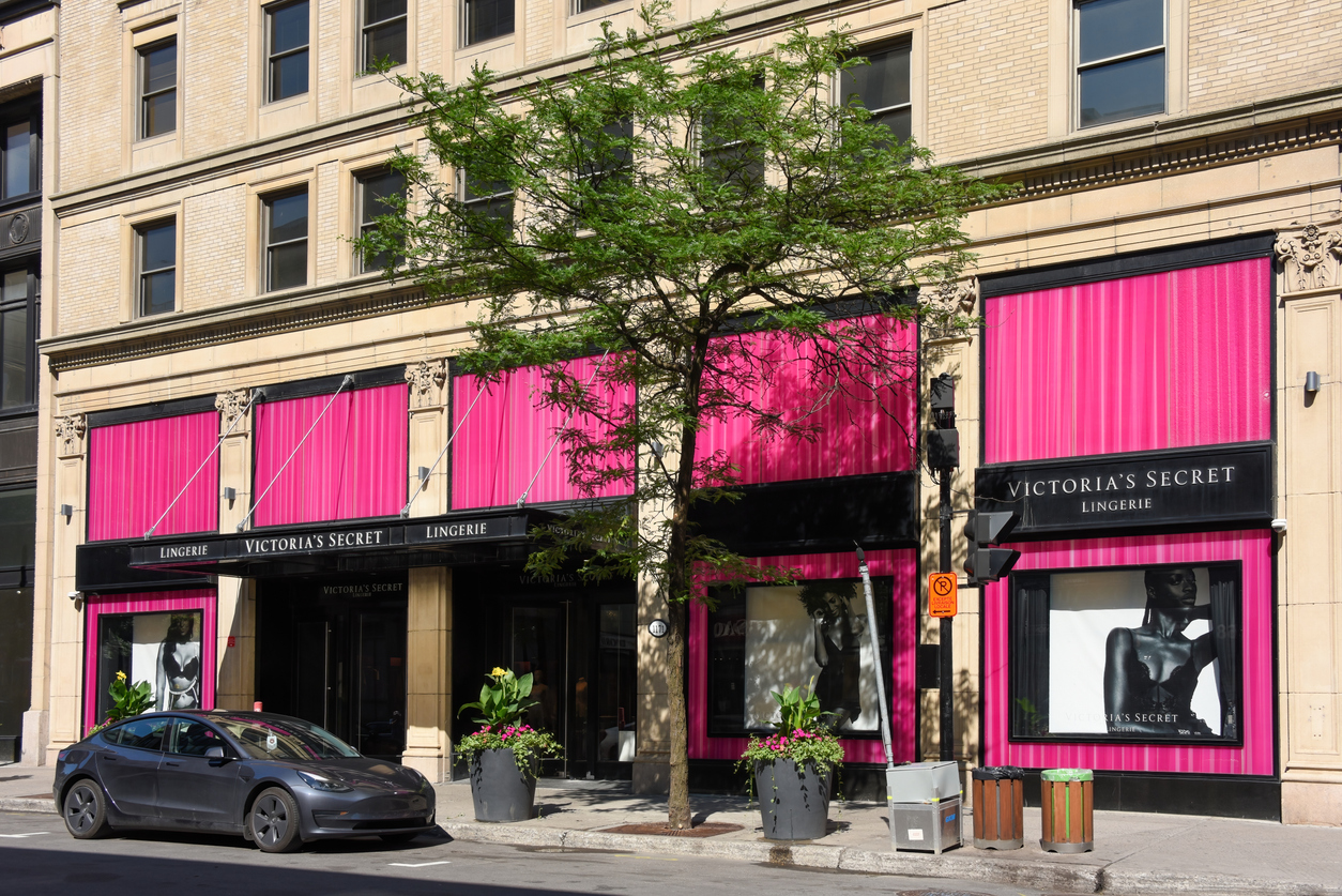 Montreal, Canada - June 30, 2025: Victoria's Secret, the American lingerie, clothing and beauty retailer on Saint-Catherine in downtown Montreal