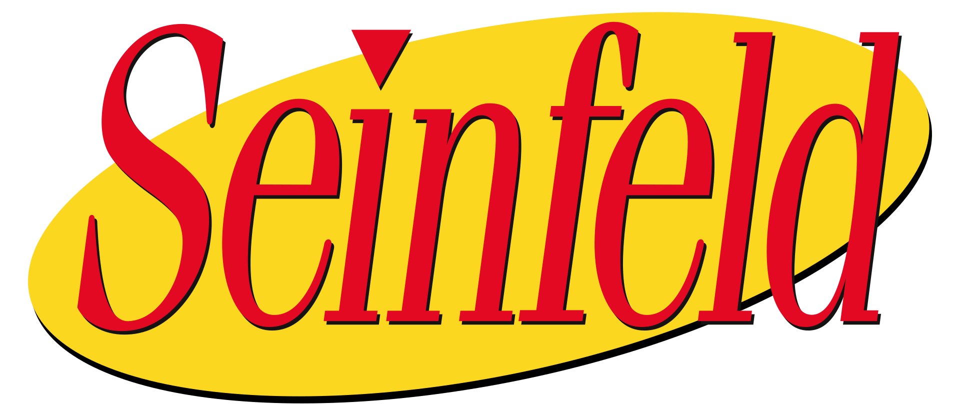 The title logo of Seinfeld, an American television sitcom that aired on NBC from July 5, 1989 through May 14, 1998, lasting nine seasons on the network.