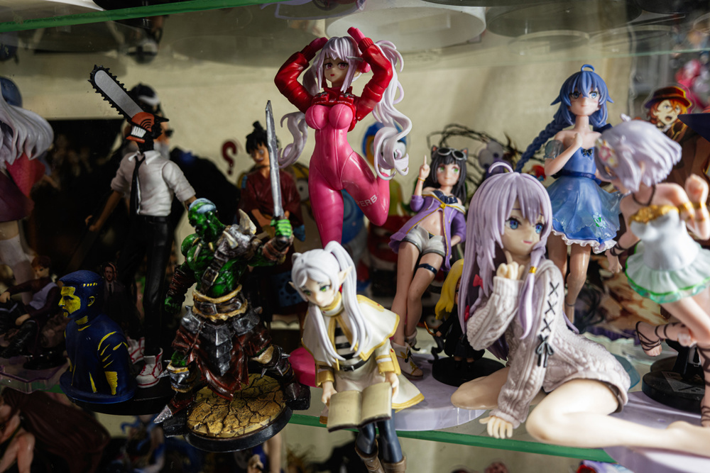 Lviv, Ukraine - April 07, 2025: A detailed collection of colorful anime and manga character figurines on display